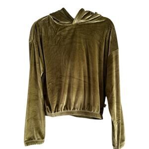NWT Araminta James Khaki Green Velour Cropped Hoodie Women’s Size Small